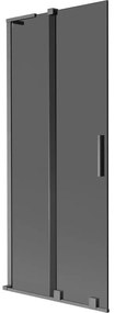 Mexen Velar L, 2-krídlová posuvná vaňová zástena 85 x 150 cm, 8mm šedé sklo, brúsený grafit, 896-085-003-41-66