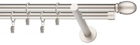Dekorstudio Chrómová matná dvojradová garniža OVAL 19mm Dĺžka: 120cm, Typ uchytenia: Držiak dvojitý modern, Typ príslušenstva: Bez príslušenstva