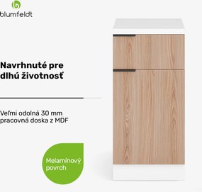 Blumfeldt WoodVista zásuvková skriňa, Robustná MDF pracovná doska, Soft-Close pánty, Hliníkové úchyty