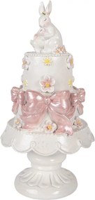 Bielo-ružová dekorácia zajačikovia na torte na podstavci - Ø 15*29 cm