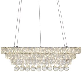 Toolight Toolight, Krištáľové závesné stropné svietidlo LED 102W + diaľkové ovládanie APP417-CP, chrómová, OSW-65015