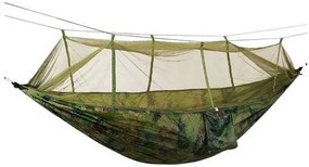 Turistická hamaka s moskytiérou SANTIAGO 260x140 cm, zelená