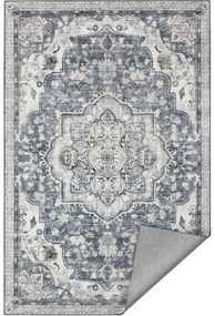 Koberec 61 x 92 cm, protišmykový koberec, tradičný vintage štýl, sivý