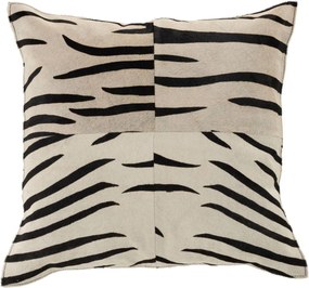 Čierno-biely kožený vankúš s výplňou Zebra - 44*10*44cm