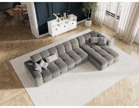 Sivá zamatová rohová pohovka (pravý roh) Kendal - Micadoni Home