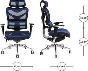 Ergonomická sieťovaná kancelárska stolička MOSH Airflow 702 – modrá
