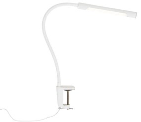 Klipová stolová lampa biela s LED a dotykovým stmievačom - Lionard