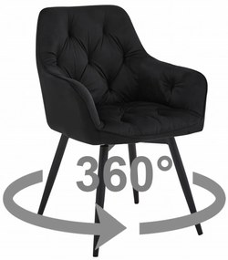 Otočné jedálenské kreslo JORK360 VELVET, čierne