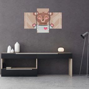 Obraz - Medvedík v pruhovanom tričku (90x60 cm)