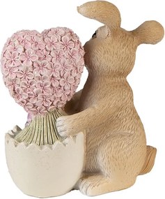 Dekorácia soška králik so srdiečkom z kvetín - 11*6*12cm