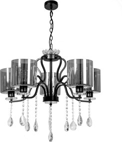 Toolight - Závesné svietidlo Vintage Krištáľ E27 60W APP958-5CP, čierna, OSW-07004