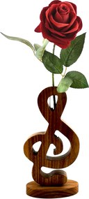 AMADEA Drevená váza v tvare husľového kľúča, masívne drevo, výška 24 cm