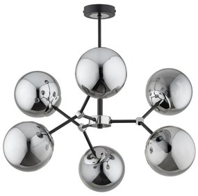 Luster na tyči FOTON 6xE14/40W/230V čierna/šedá