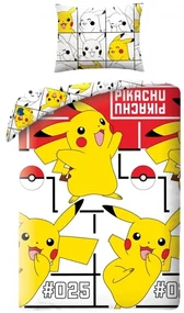 Bavlnené posteľné obliečky Pokémon Pikachu No. 025 - 100% bavlna - 70 x 90 cm + 140 x 200 cm