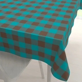 Biante Bavlnený obdĺžnikový obrus Olivia OL-018 Tyrkysovo-hnedá kocka veľká 120x180 cm