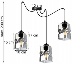 Závesné svietidlo NIKI SPIDER, 3x sklenené tienidlo (mix 3 farieb)