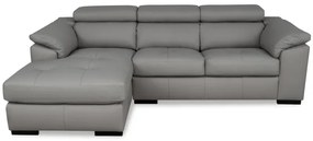 Kožená rohová sedacia súprava LOREN II, Ľavá, sivá (madras - 128 grey)