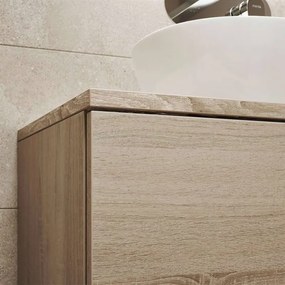 Mereo, Aira, kúpeľňová skrinka 157 cm vysoká, ľavé otváranie, biela, dub, šedá, MER-CN724PN
