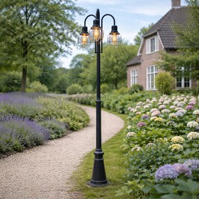 Rustikálna vonkajšia lampa čierna 3-svetlo IP44 - Guardado