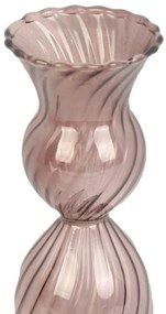 Hnedý sklenený svietnik PT LIVING Swirl, výška 17 cm