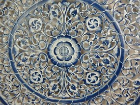 Dekorácia na stenu MANDALA modrá ručne vyrezávaná, 100x100cm