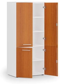 Kancelárska policová skriňa PRIMO WHITE, polené dvere, 1781 x 800 x 500 mm, biela/čerešňa