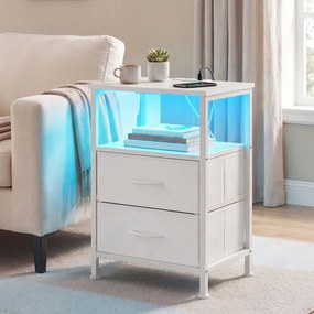 Sada 2 nočných stolíkov s LED osvetlením a nabíjacou stanicou LGSB35202W102
