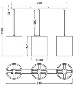 Ledvance - Luster na lanku DECOR CARDBOARD 3xE27/15W/230V