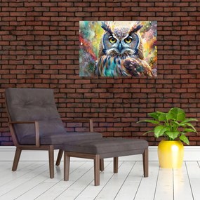 Sklenený obraz - Maľba sovy (70x50 cm)