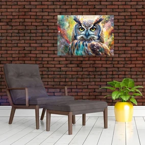 Sklenený obraz - Maľba sovy (70x50 cm)