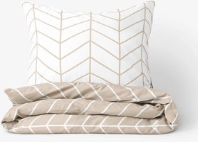 Goldea bavlnené posteľné obliečky - biely a béžový cikcak 200 x 200 a 2ks 70 x 90 cm