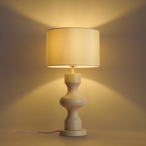 Retro stolná lampa béžová s látkovým tienidlom - Captain