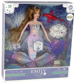 Lean Toys Bábika Emily - Morská panna so žralokom a doplnkami