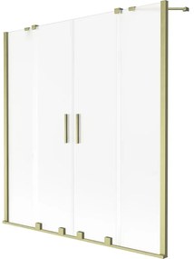 Mexen Velar Duo, 2-krídlová posuvná vaňová zástena 150 x 150 cm, 8mm sklo námraza, zlatá matná, 896-150-000-32-55