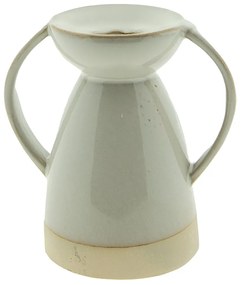 Béžový porcelánový svietnik na úzku sviečku Chrie - 9*7*9 cm