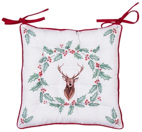 Podsedák na stoličku s výplňou Holly Christmas s jeleňom - 40 * 40 cm