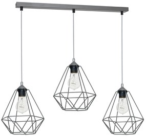 Závesné svietidlo Basket, 3x sivé drôtené tienidlo, gr