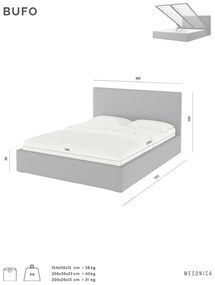 Béžová čalúnená dvojlôžková posteľ s úložným priestorom s roštom 180x200 cm Bufo - MESONICA