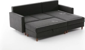 Rohová sedací souprava Eva 210 cm s taburetem antracitová pravá