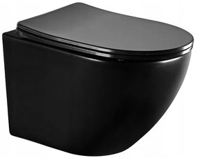 Závesný set GEBERIT Duofix Basic+ WC LENA Rimless 48 x 36 cm + pomaly padajúca doska Slim, čierna, 3322XX85+39100185