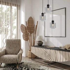 Luster na lanku SOMBRA 3xE27/60W/230V šedá