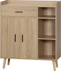 HOMCOM Moderný obývací systém so 2 dverami, 1 zásuvkou a 3 otvorenými policami pre kuchyňu, spálňu a vstupnú halu, proti prekopeniu 80x30x96,5 cm Prír