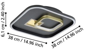 Eglo 901245 - LED Stropné svietidlo TIRIOLO LED/16,2W/230V+1xLED/9,2W čierna/zlatá