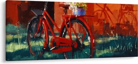 Obraz červeného kolesa, akrylová maľba (120x50 cm)