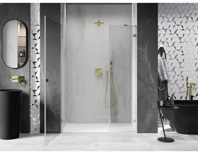 Mexen Lunar-B, ľavé otočné sprchové dvere 145 cm, číre sklo, zlatý profil, 832S-145-050-50-00-L