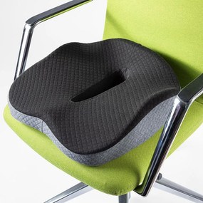Ergonomický podsedák z pamäťovej peny na stoličku, čierno-biely