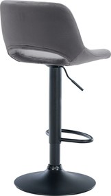 Barová stolička Camden - zamat, čierny rám - Tmavo sivá