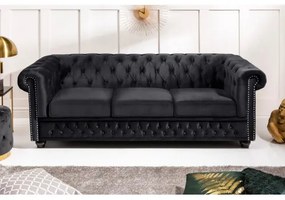 Sedacia súprava 40733 Chesterfield 3-sedenie Zamat Čierna  - Komfort-nábytok
