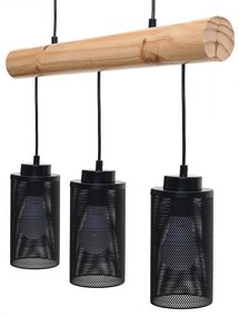 Závesné svietidlo H83 industrial, tube 3 74210 - kov / drevo - Čierna
