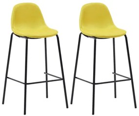 vidaXL Barové stoličky 2 ks, žlté, látka-